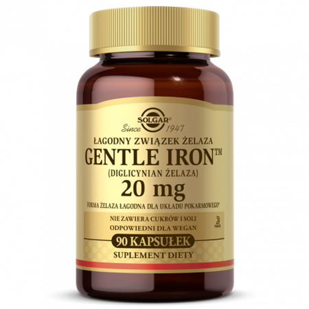 SOLGAR Gentle Iron (żelazo) 20 mg, 90 kapsułek