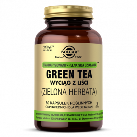 SOLGAR Green Tea (Zielona Herbata) wyciąg z liści, 60 kapsułek