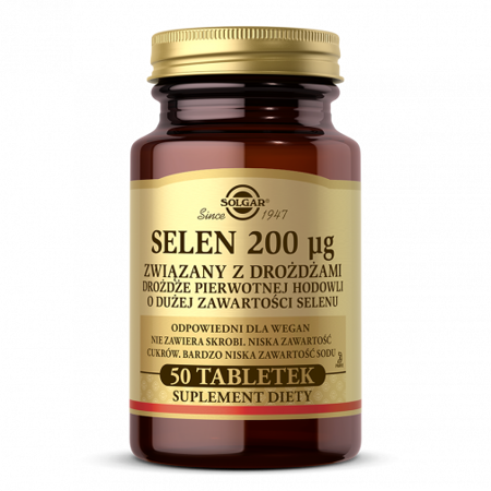 SOLGAR Selen 200 µg związany z drożdżami, 50 tabletek