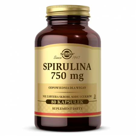 SOLGAR Spirulina 750 mg, 80 kapsułek