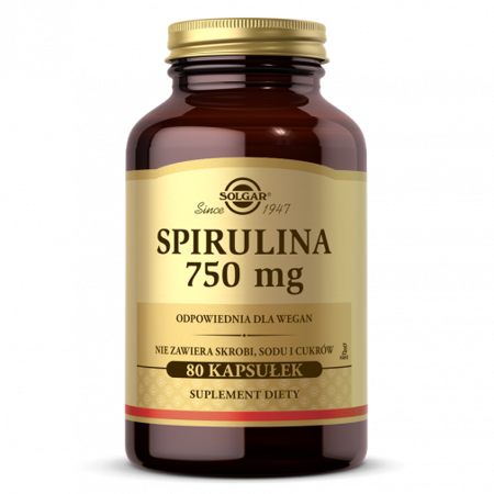 SOLGAR Spirulina 750 mg, 80 kapsułek ( Data ważności 30.04.2024r.)