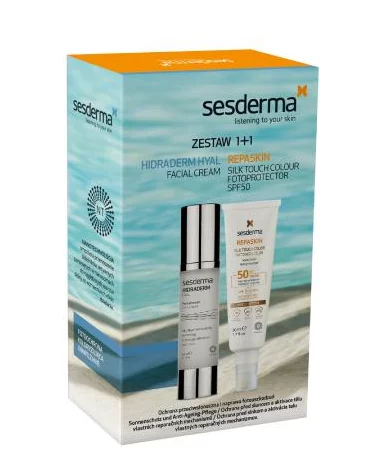 Sesderma Repaskin Silk Touch Color Facial SPF50 +  Hidraderm Hyal krem do twarzy, (50 +50)ml