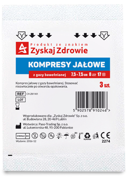 Zyskaj Zdrowie Kompresy jałowe  7,5x7,5cm;  3 sztuki